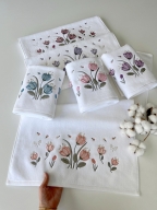 50X90 SARRA 6'LI 3D KADİFE HAVLU - LALE