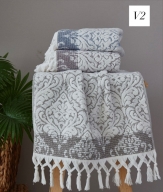 50x90 SARRA 3'LÜ SARE BAĞLAMALI DAMASK HAVLU