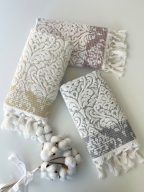 50x90 SARRA 3'LÜ SARE BAĞLAMALI DAMASK HAVLU