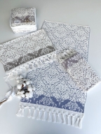 50x90 SARRA 3'LÜ SARE BAĞLAMALI DAMASK HAVLU