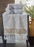 50x90 SARRA 3'LÜ SARE BAĞLAMALI DAMASK HAVLU