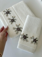 SARRA KAPAMA 2'Lİ ROKOKO NAKIŞLI HAVLU - SAKURA