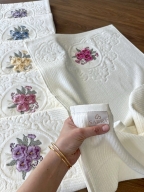 50x90 SARRA 3D BUKLE KREM 6'LI HAVLU - MENEKŞE