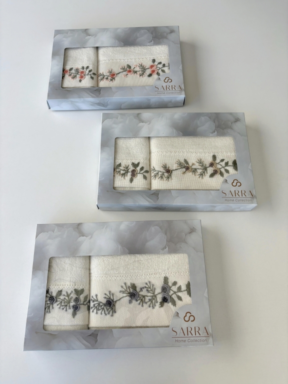 SARRA KAPAMA 2'Lİ ROKOKO NAKIŞLI HAVLU - GÜL