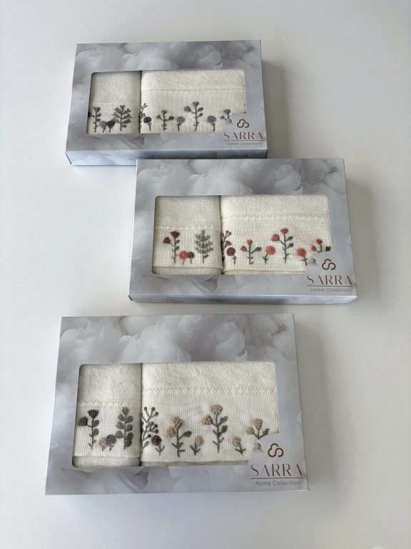 SARRA KAPAMA 2'Lİ ROKOKO NAKIŞLI HAVLU - LAVANTA