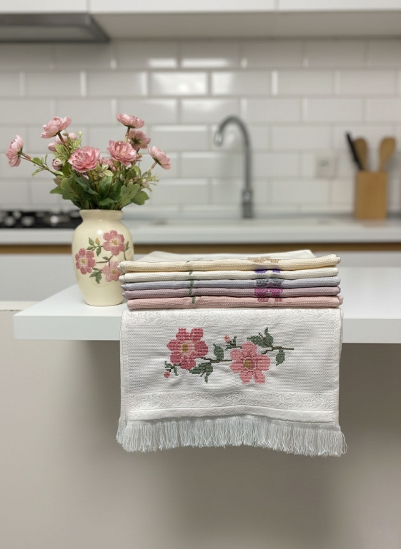 30X50 MYSOFT 6 LI NAKIŞLI HAVLU - ÇİÇEK