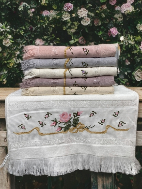 50x90 MYSOFT 6 LI NAKIŞLI HAVLU - FİYONK