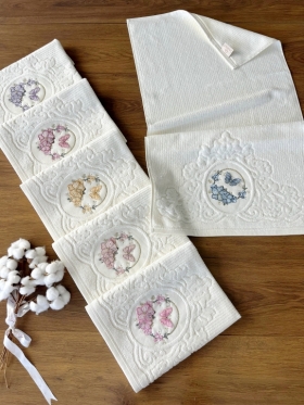 50x90 SARRA 3D BUKLE KREM 6'LI HAVLU - NİLSU